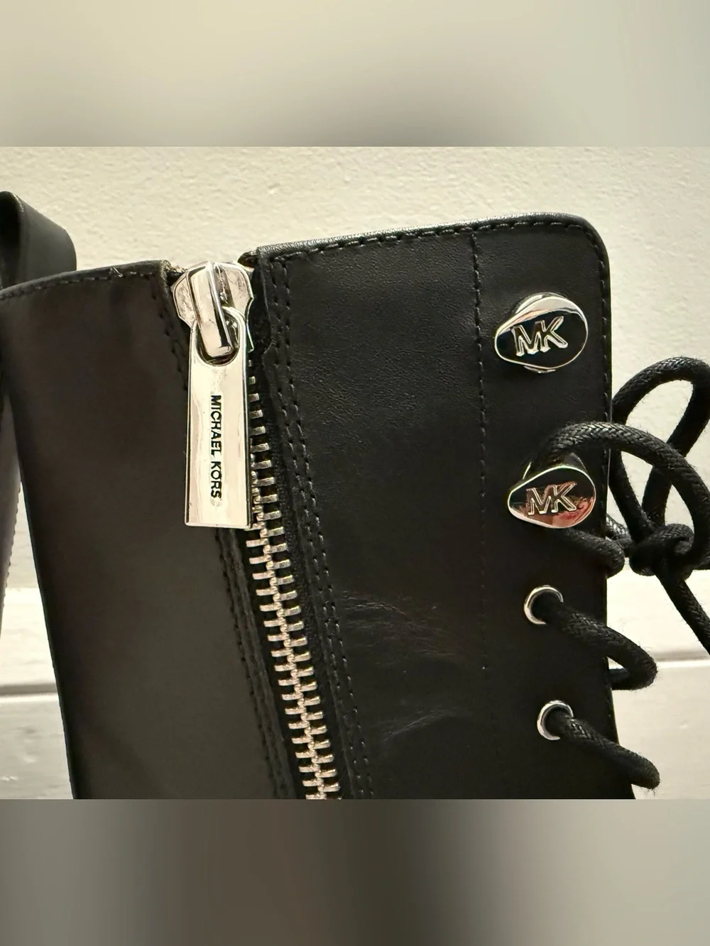 Michael Kors Black Leather Platform Combat Boots Size 7 Never Worn